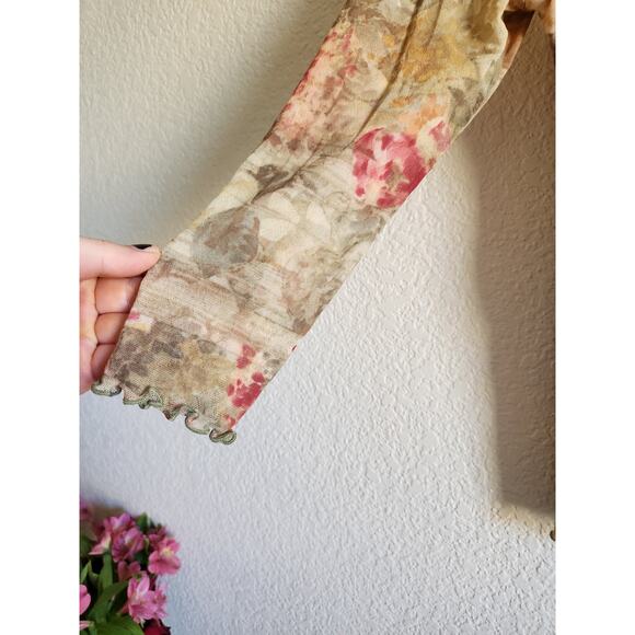 Y2k Therapy Women's Semi Sheer Boho Low Cut Top- M - Picture 3 of 7